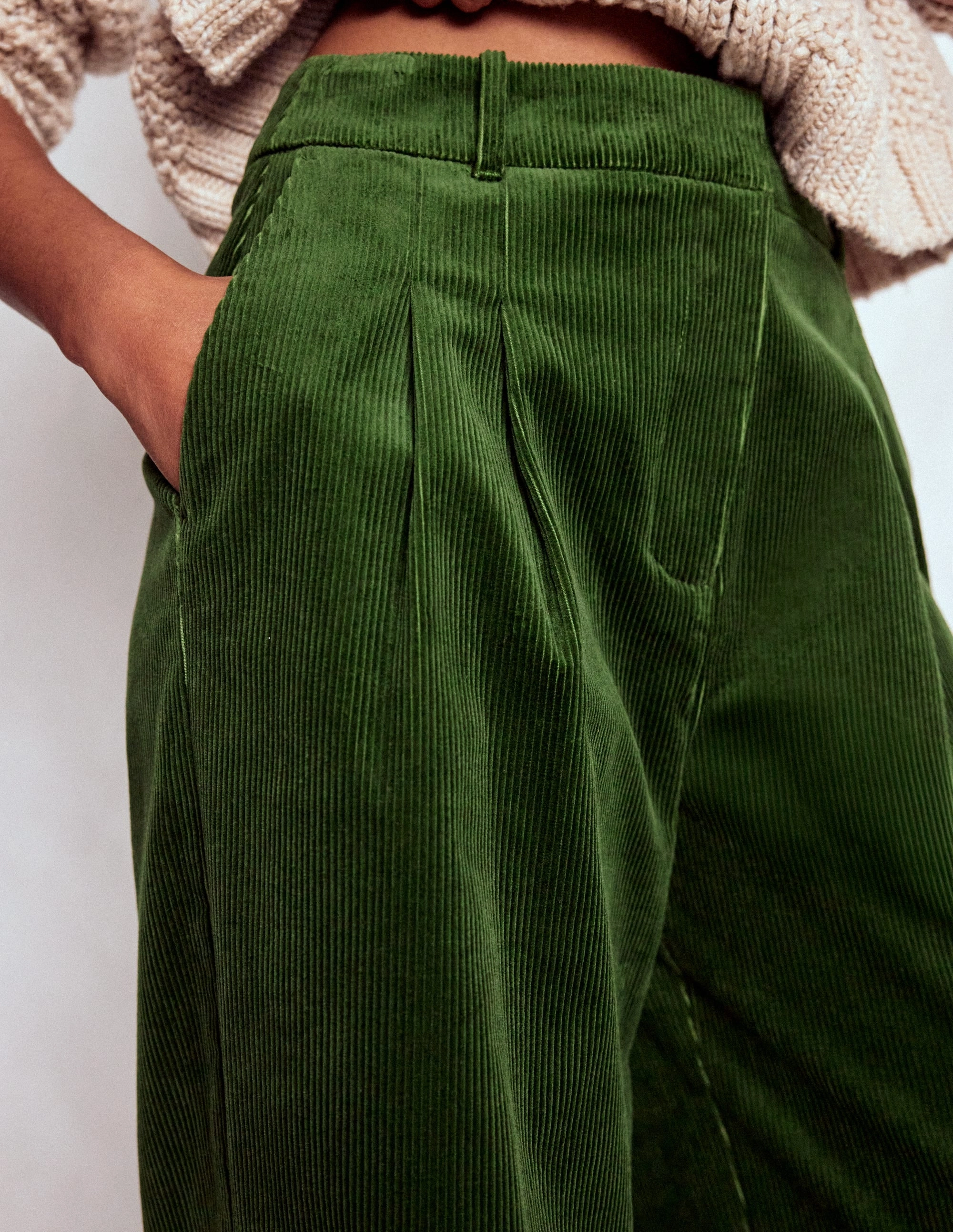 Kensington Cord Trousers-Green Fir WrinkleResistantMaterial