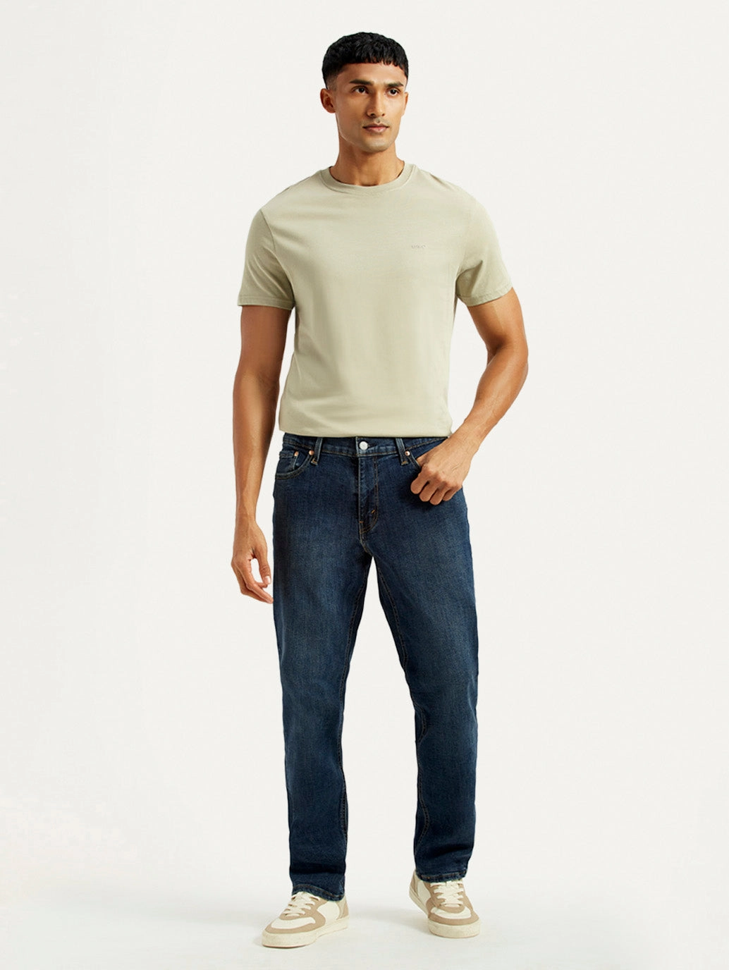 Men's 541 Dark Indigo Athletic Tapered Fit Mid Rise Jeans Travel Outfit Professional Wear City Walk Smooth