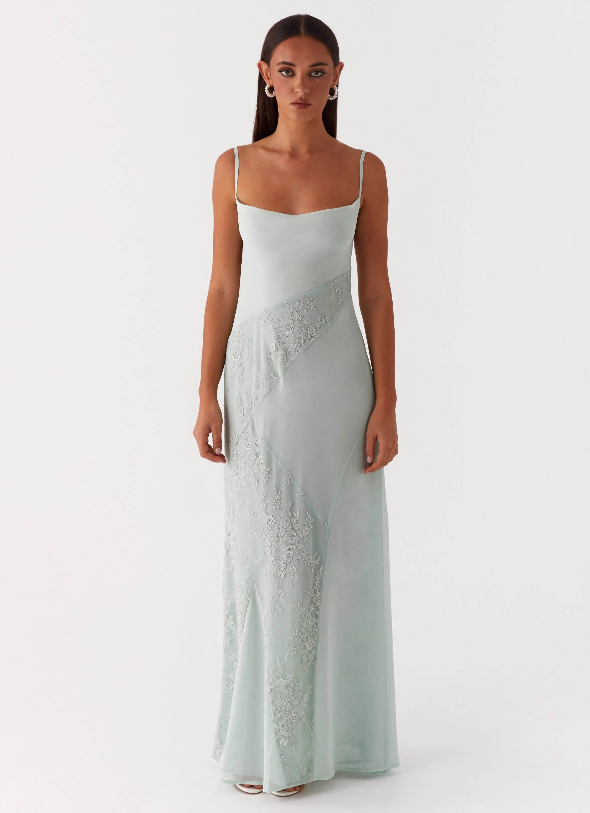 ContrastStitching Soft Design Gabriana Maxi Dress - Sage