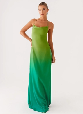 Flattering Fit Wear Opposites Attract Maxi Dress - Green Ombre