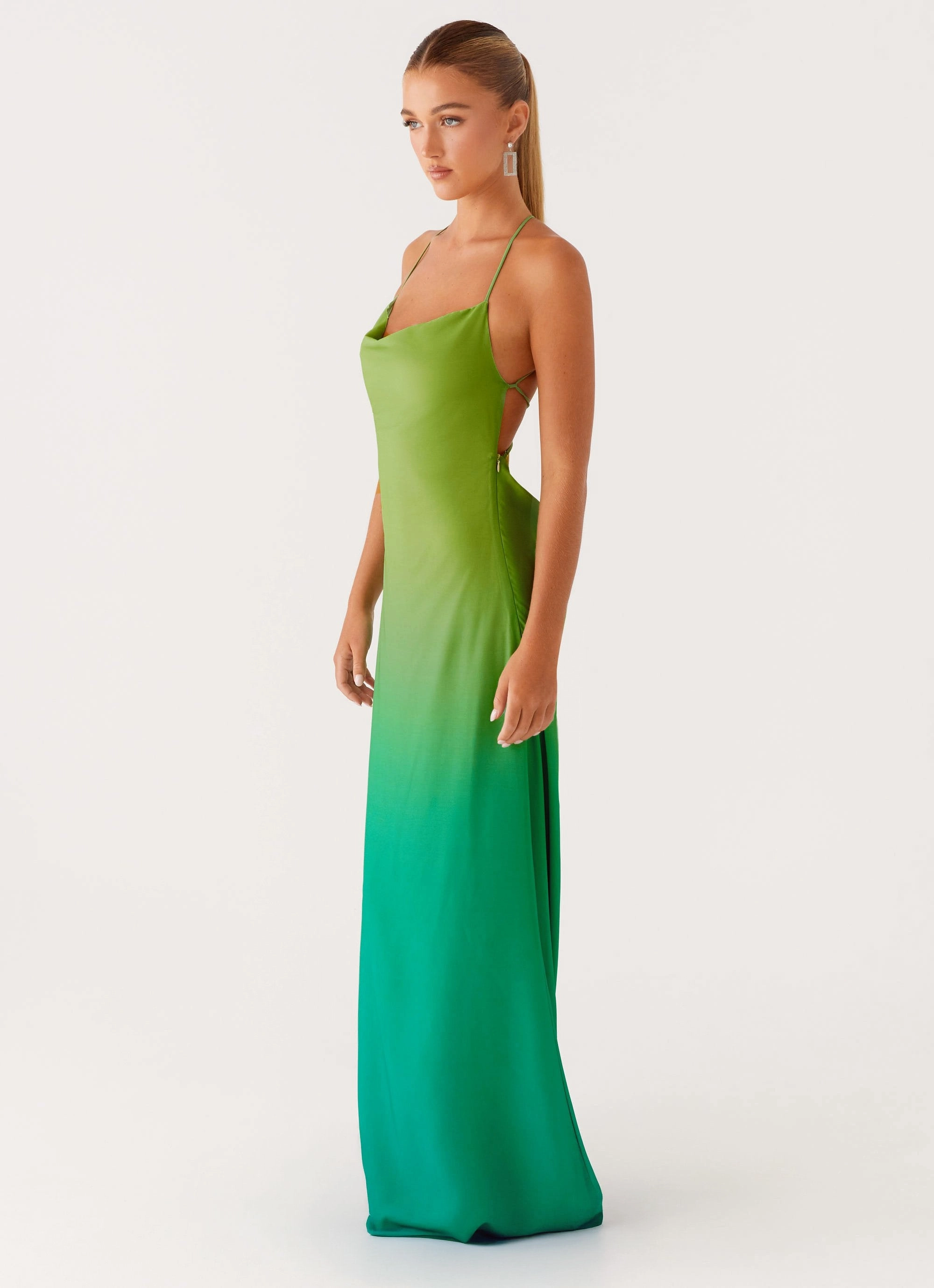 Opposites Attract Maxi Dress - Green Ombre Chic Design Gentle Motion