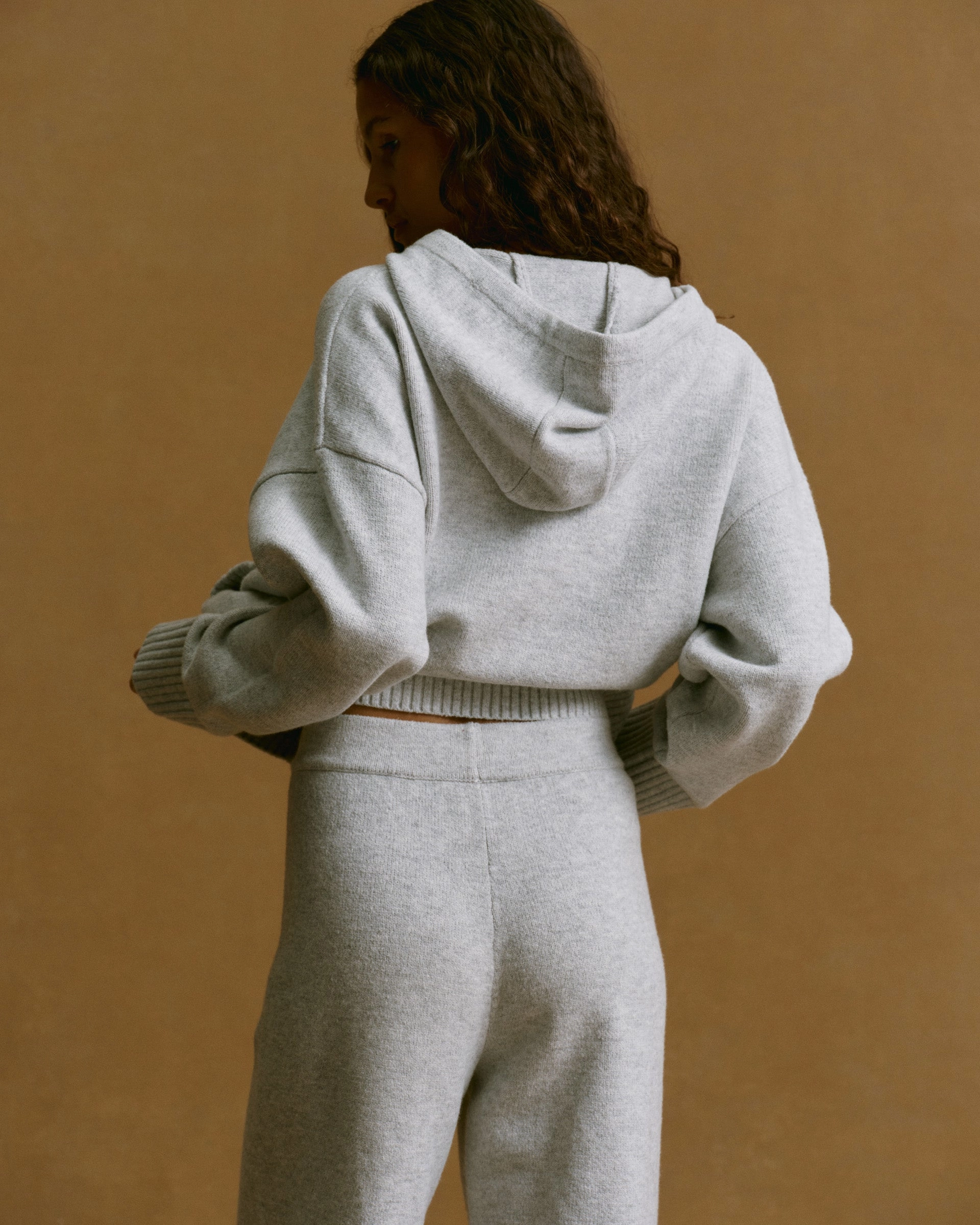 Varsity Knit Straight Leg Sweatpants - Light Grey Melange/Navy Blue Quick-Dry Material