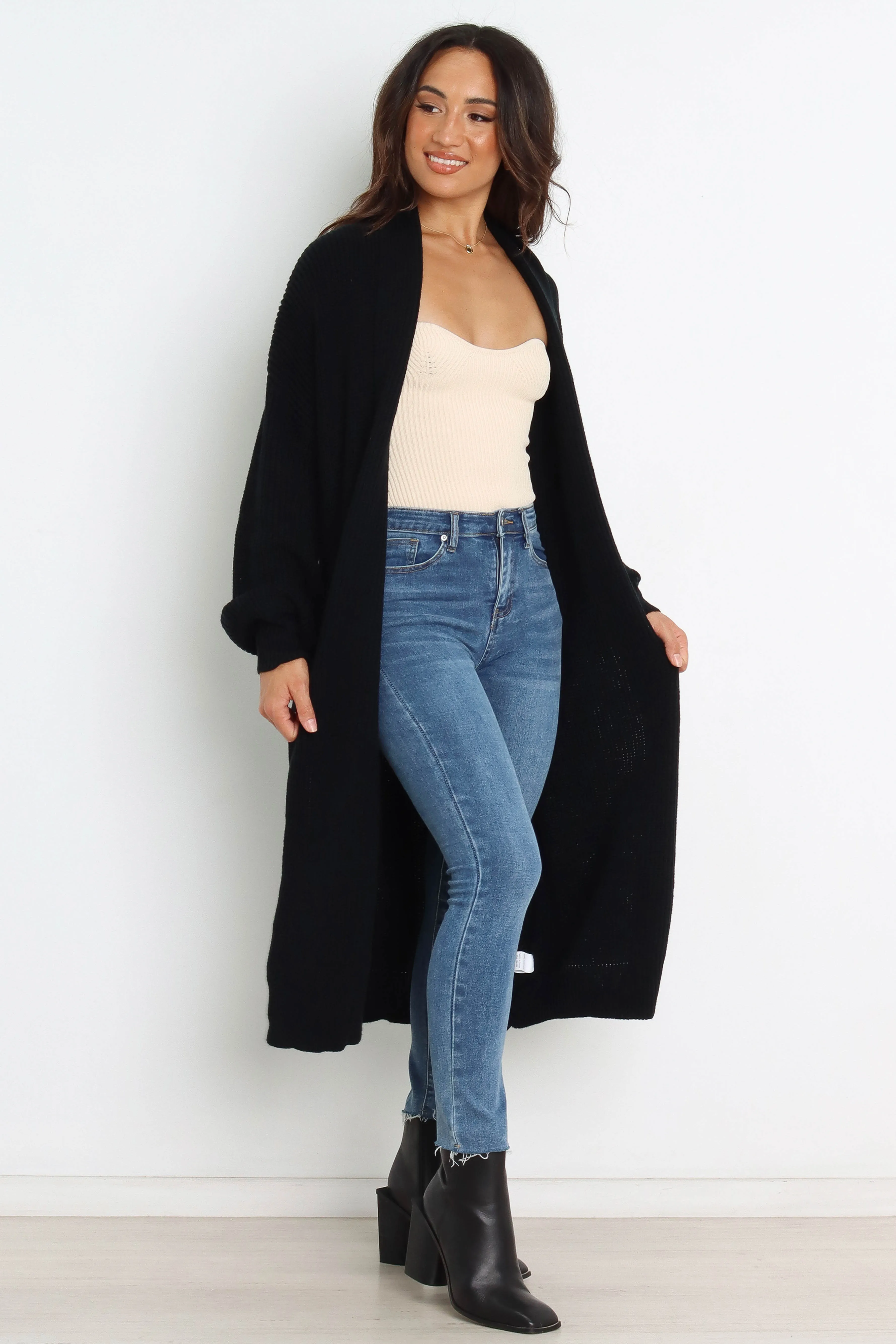 Lorrie Cardigan - Black Reinforced Hem Breathable mesh