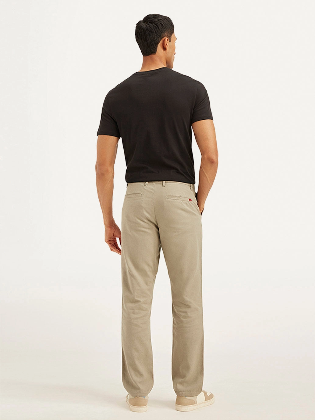 Low Bulk Design Men's Beige Authentic Straight Fit Linen Chino Pants