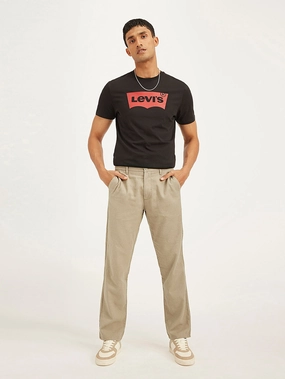 Outdoor Flex Quick Release Closure Men's Beige Authentic Straight Fit Linen Chino Pants