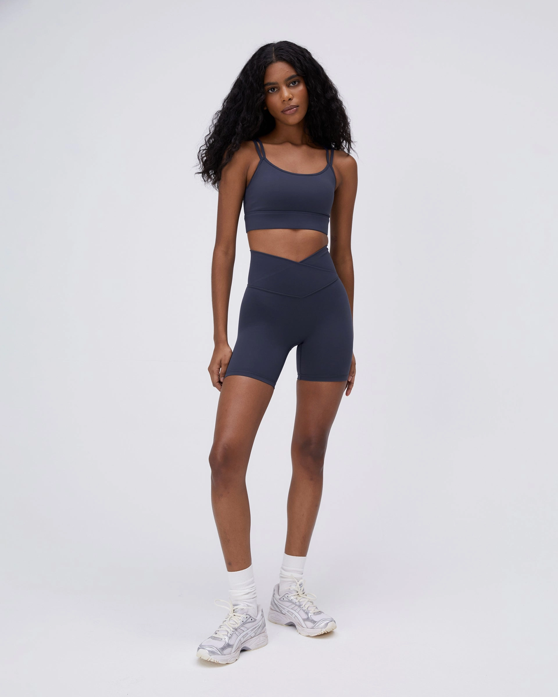 Casual Flex Fit Ultimate Wrap Over Crop Shorts - Midnight Blue