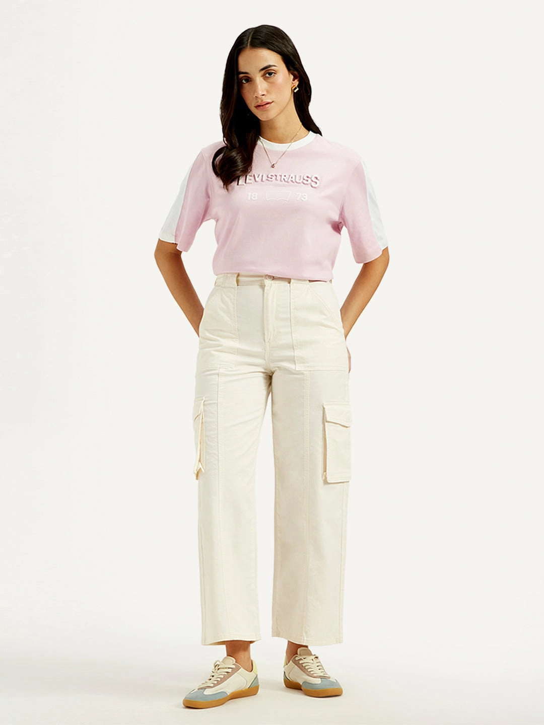 Women's High Rise Off-White?Wide Leg Cargo Trousers Urban appeal