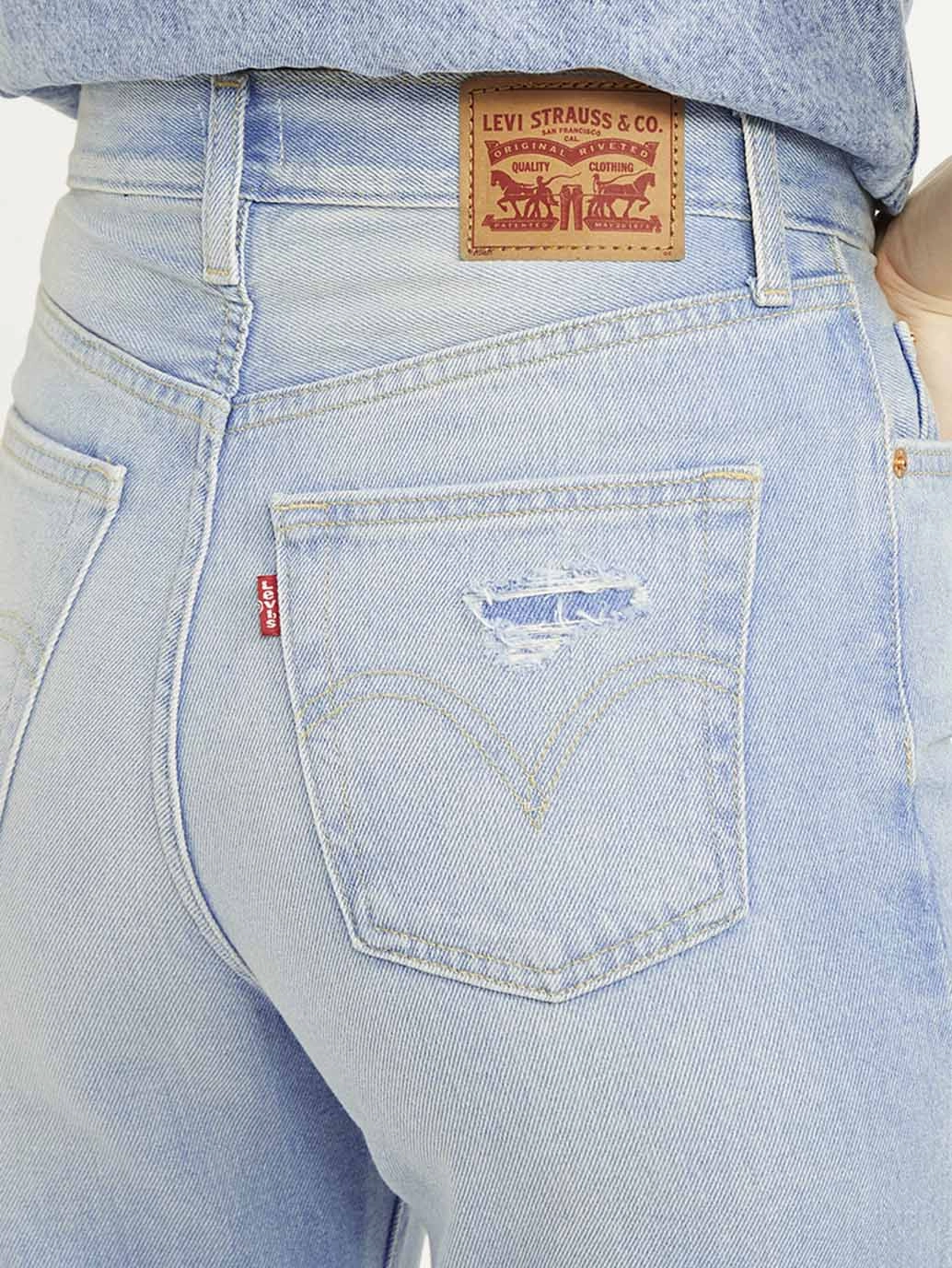 Women's Blue Ribcage Bell Bottom Wide Leg Fit High Rise Jeans Textured Versatile Shopping Day