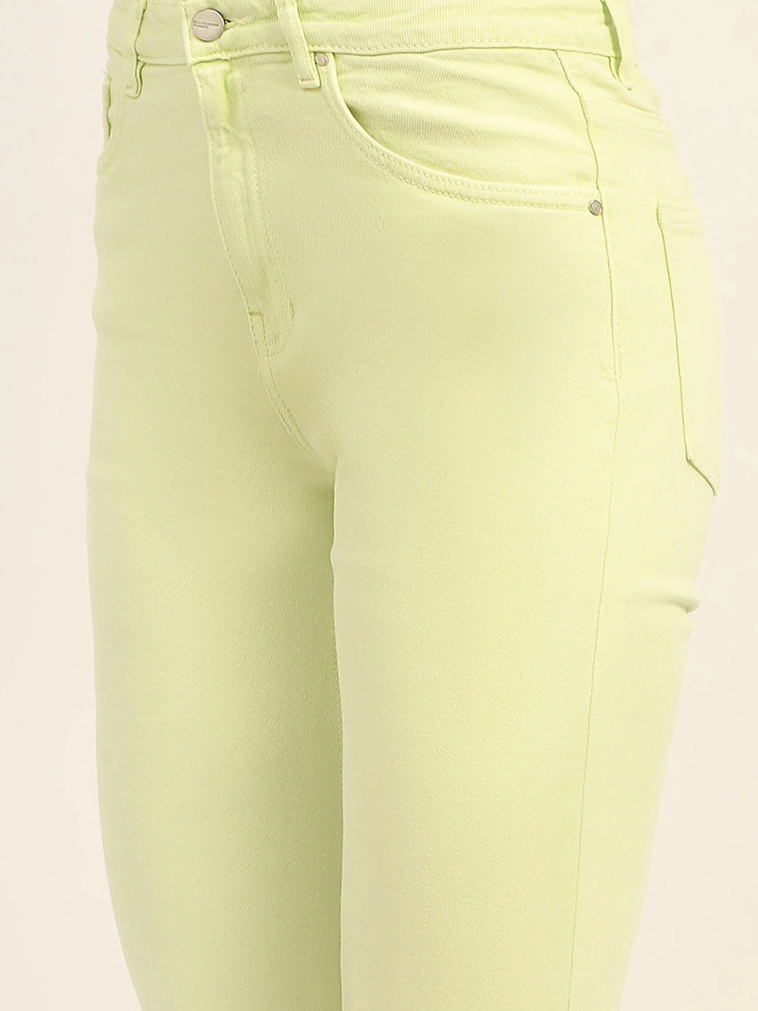 Madame Mid Rise Cotton Green Denim Comfortable Style