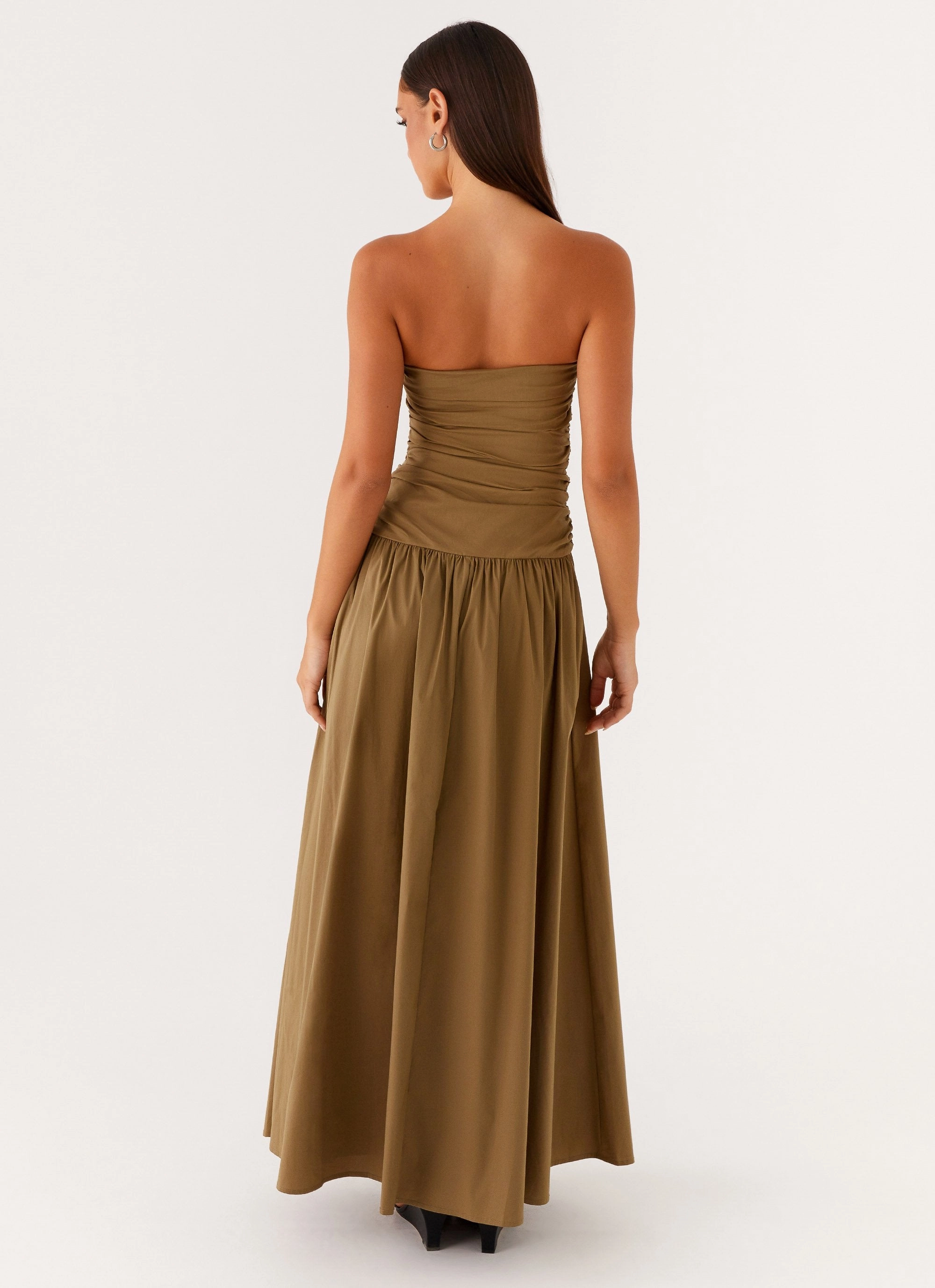 Carmel Maxi Dress - Khaki Quiet Mood Petal Zone