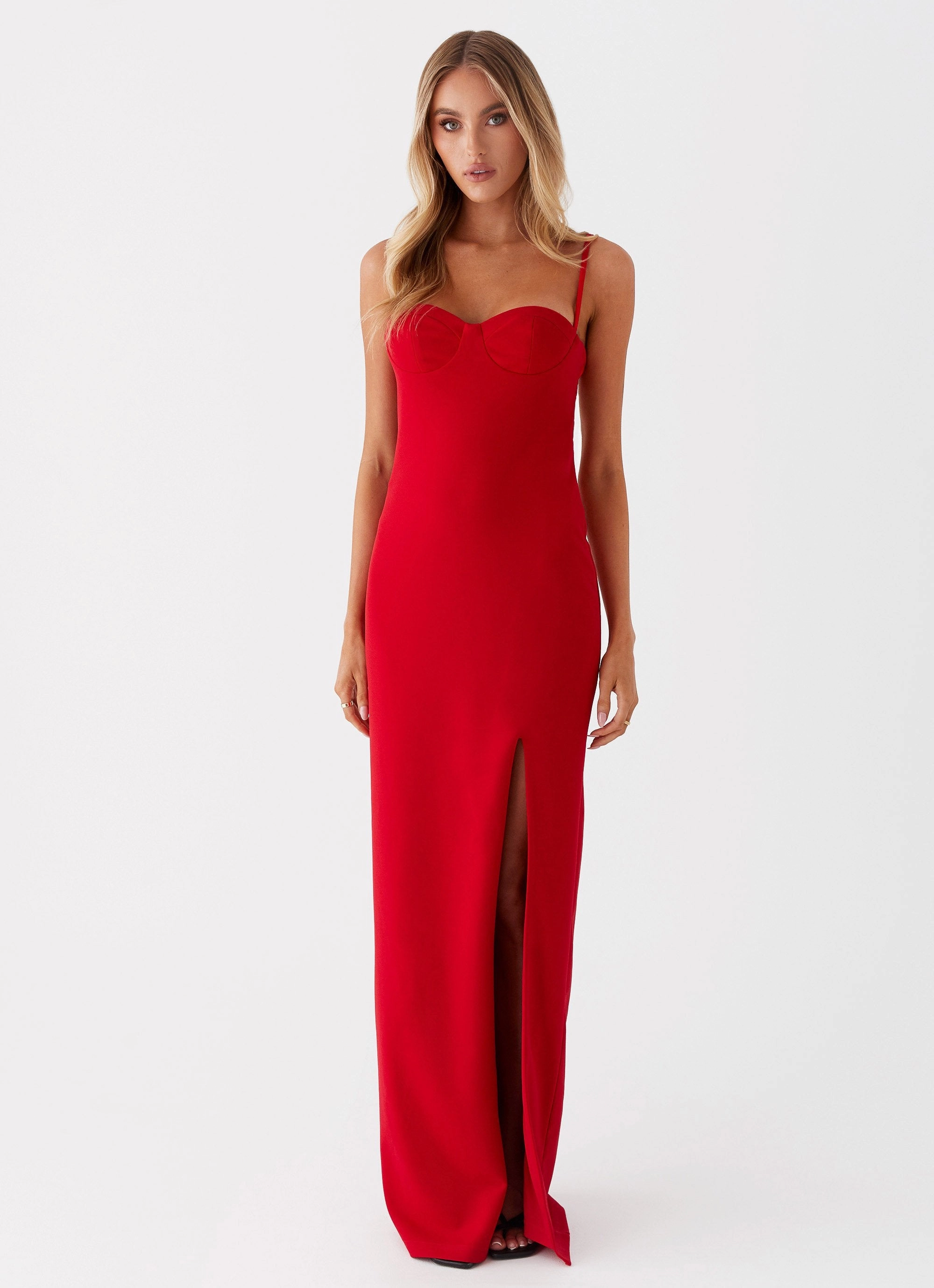 Decorative-Design Stretch-Recovery Stefanie Maxi Dress - Red