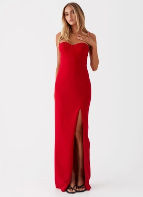 Stefanie Maxi Dress - Red Refined fit