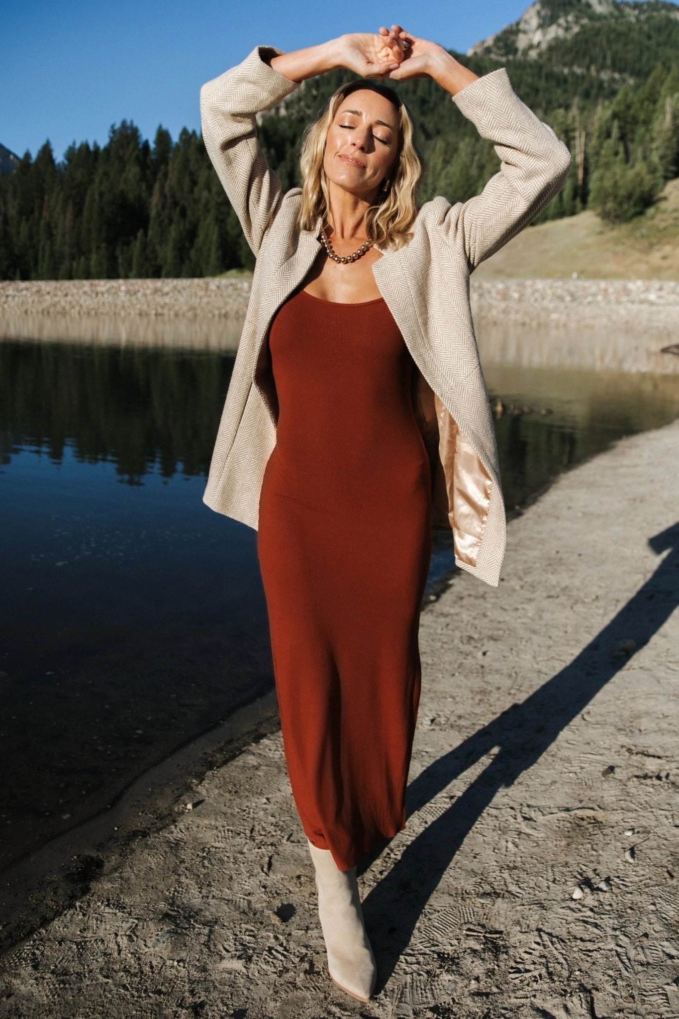 Cashmere Blend Windproof Inner Layer Stratford Open Front Blazer | Natural