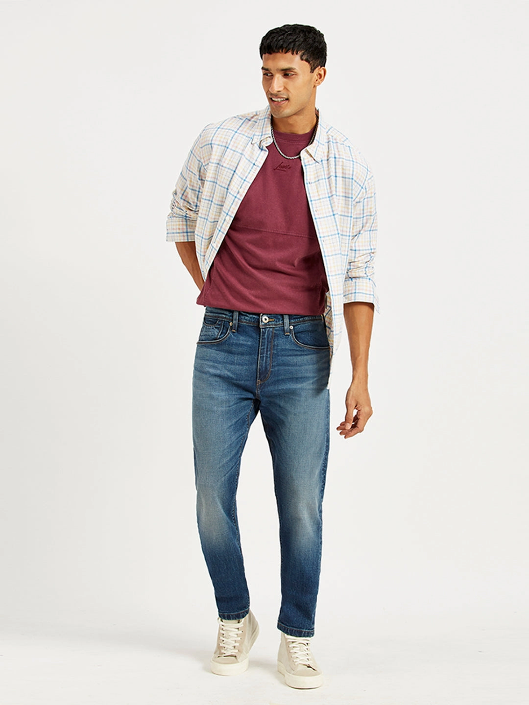 Classic Wear Textured Student Outfit Streetwear Fan Men's 512 Blue Slim Tapered Fit Mid Rise Jeans