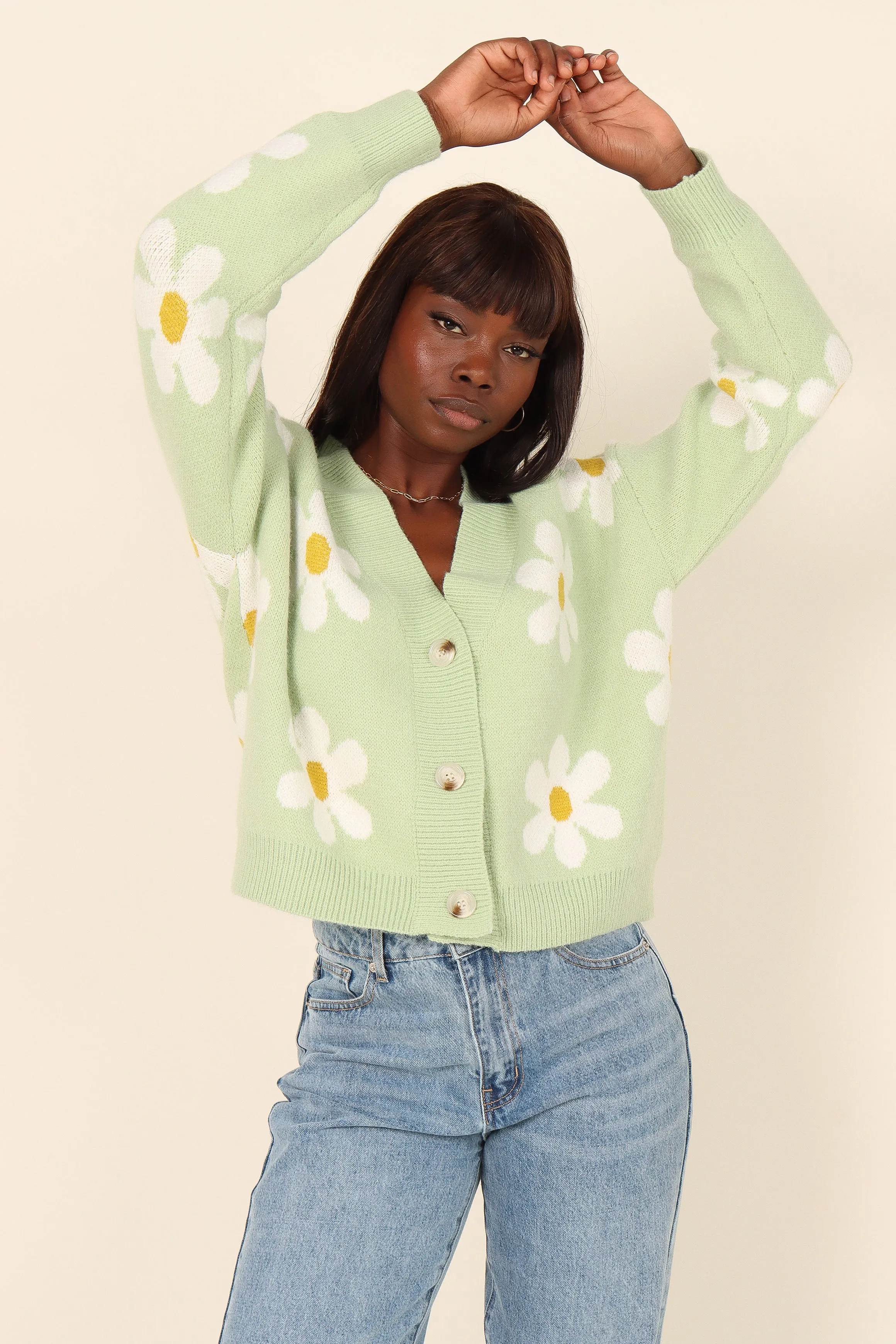 Daisy Cardigan - Green Relaxed Comforted SoftTouch Material