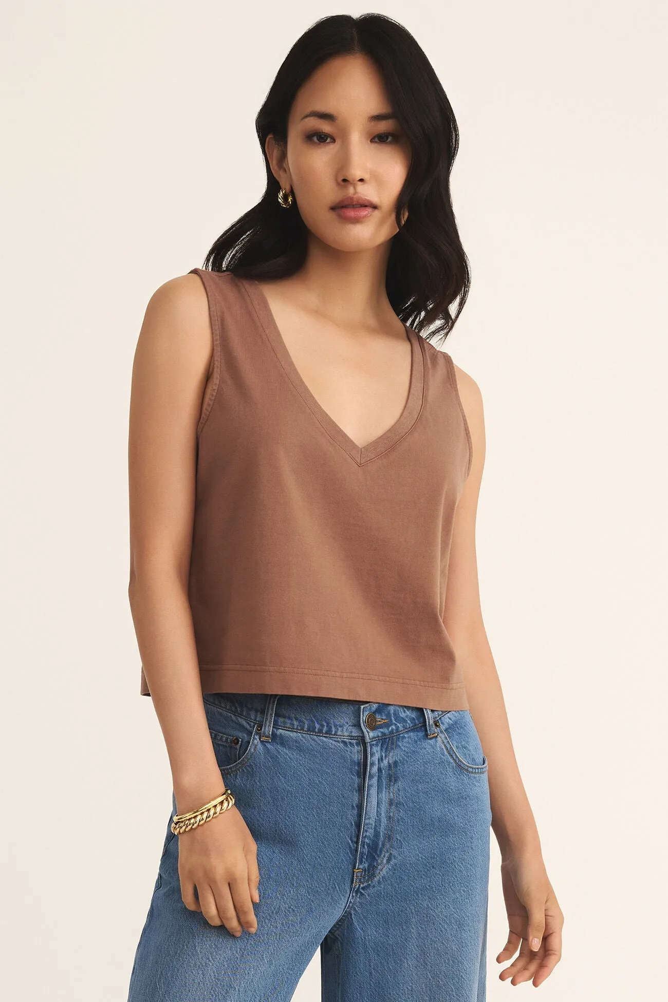 All-Day Stretch Stretch Flex Sloane V-Neck Top | Teakwood
