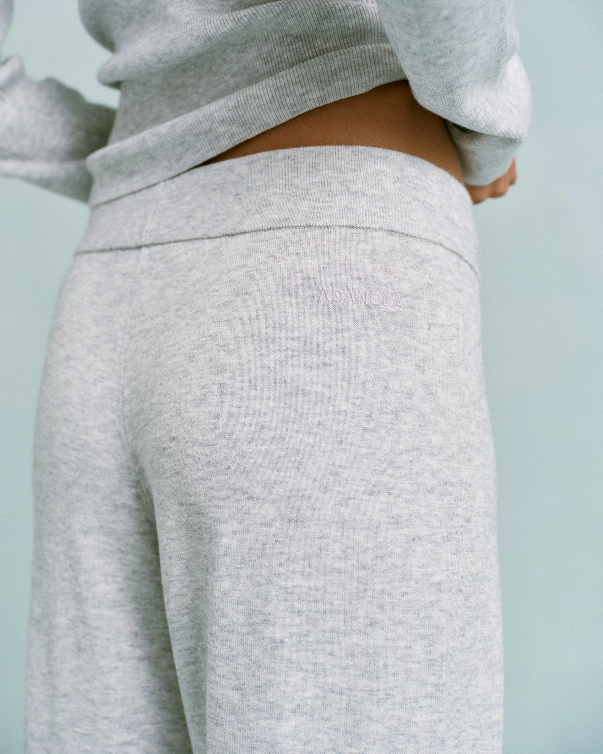 Knit Straight Leg Trousers - Light Grey Melange Eco Friendly Dye Process