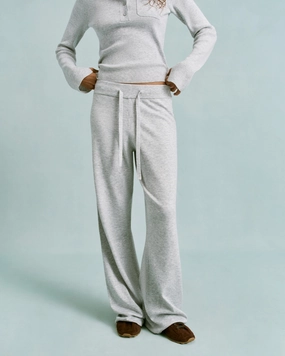 Knit Straight Leg Trousers - Light Grey Melange Timeless Fit