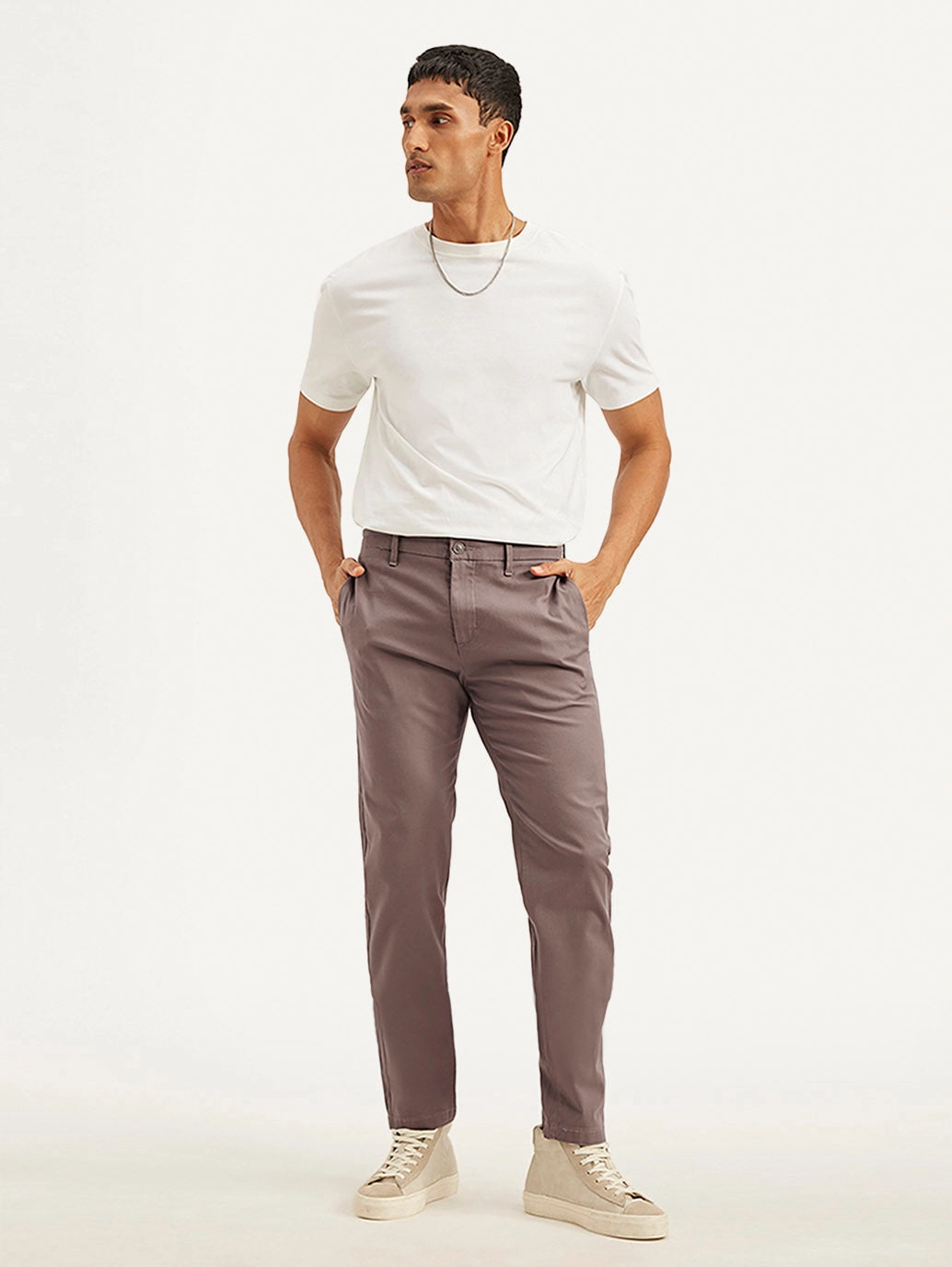 SeamlessPocketDesign Men's Mauve Tapered Trousers