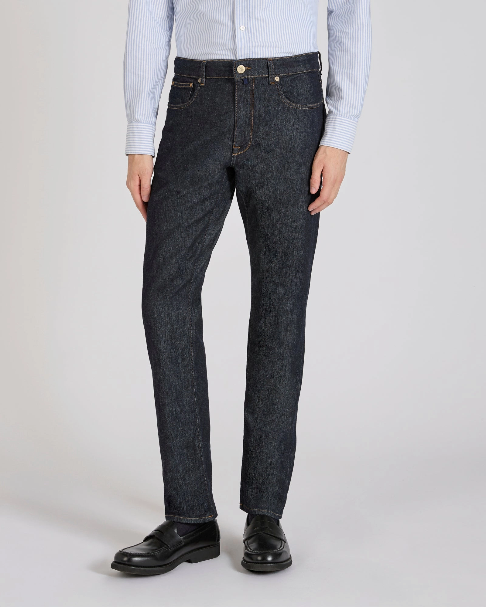 Slim fit five-pocket blue cotton and cashmere denim trousers Active Flex Ergonomic Cut