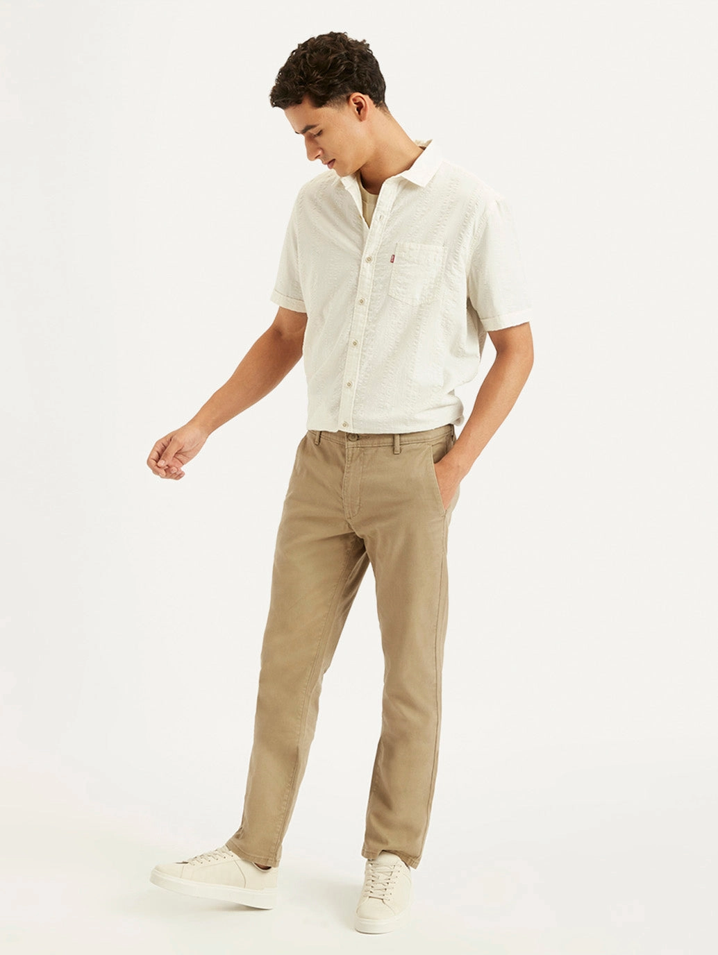 Casual Edge Men's Beige Slim Fit Chinos