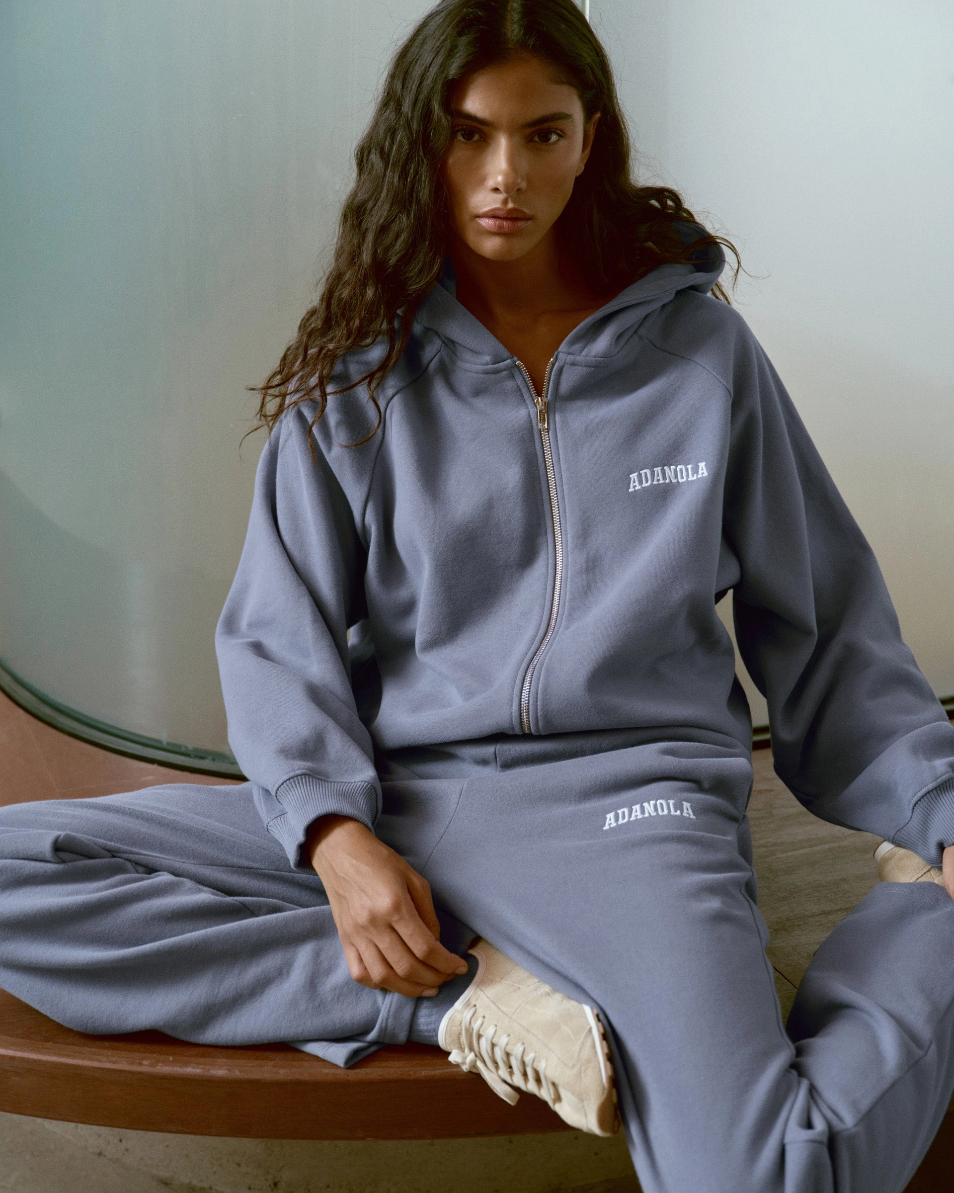 ReinforcedSeams CompressionSupport Varsity Loose Fit Straight Leg Sweatpants - Slate Blue