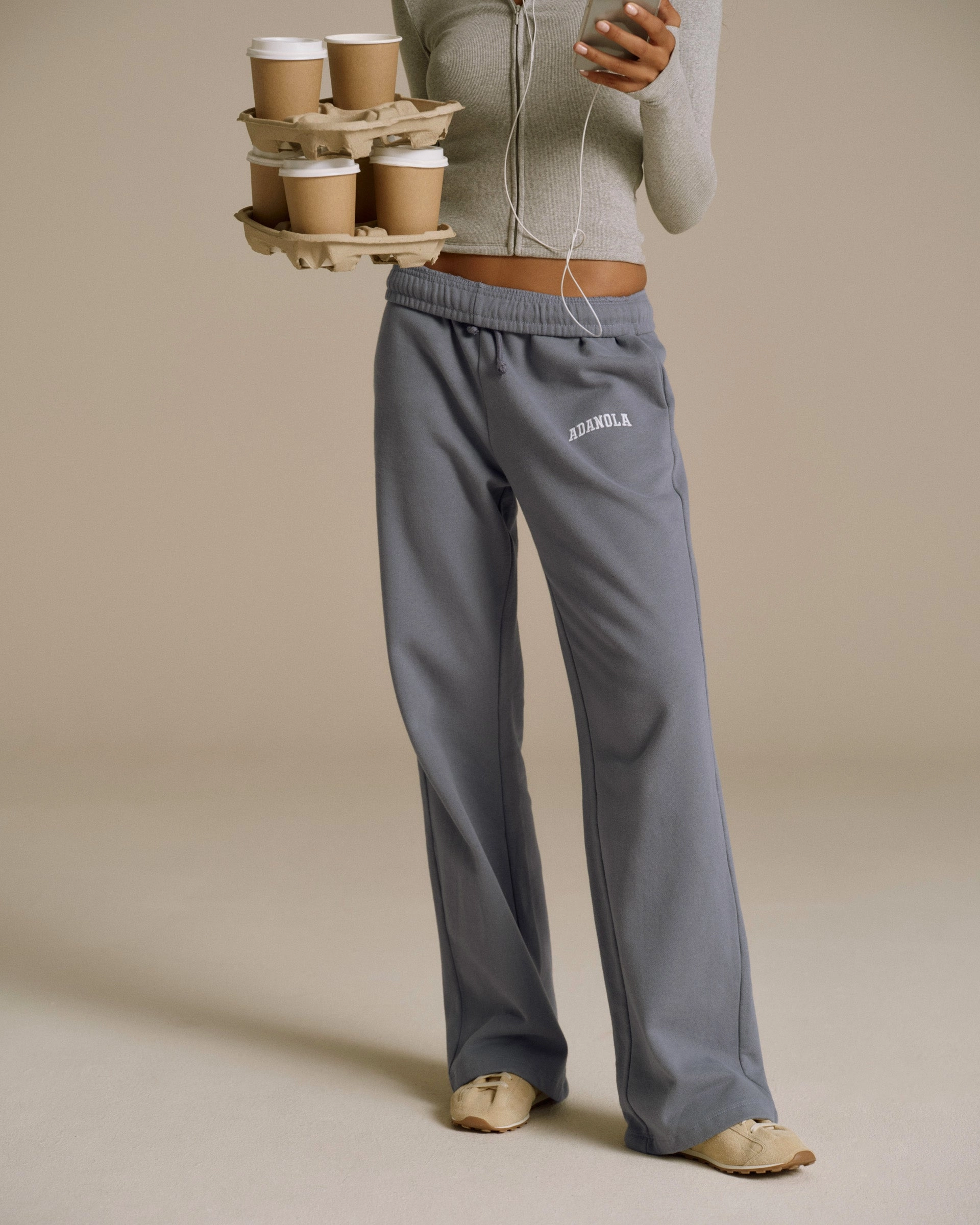 Bootcut shape Varsity Loose Fit Straight Leg Sweatpants - Slate Blue