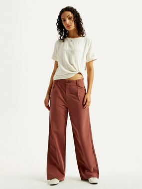 Women's Rust Flared Fit Mid Rise Trousers Flexible Comfort