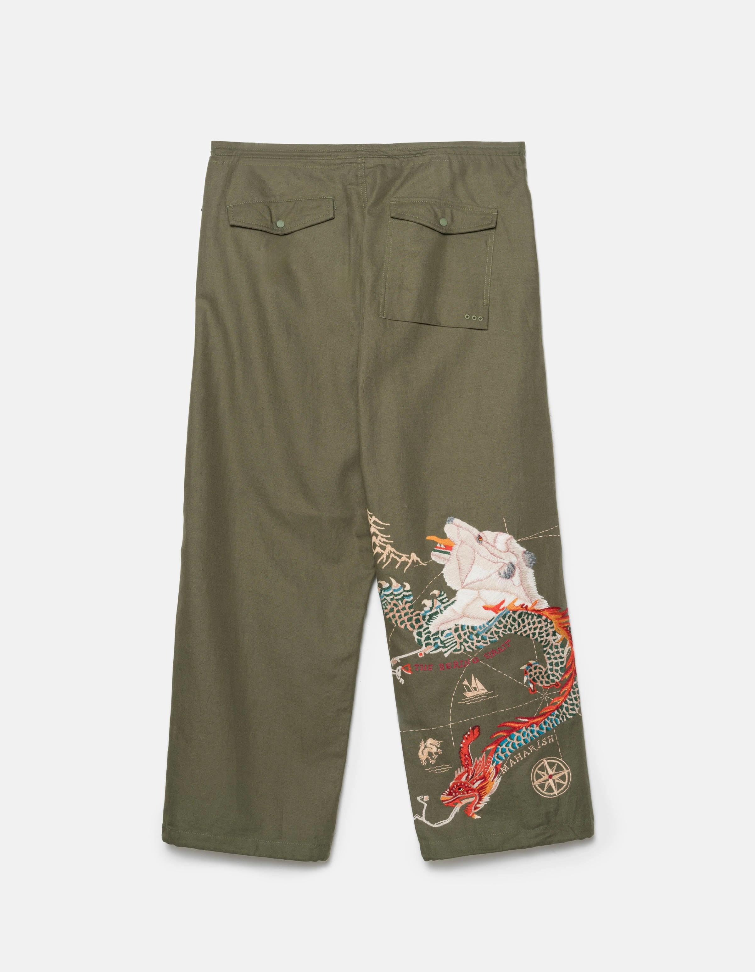 7087 The Bering Strait Embroidered Loose Snopants? Olive OG-107F Comfortable Fit Look Fashion Staple