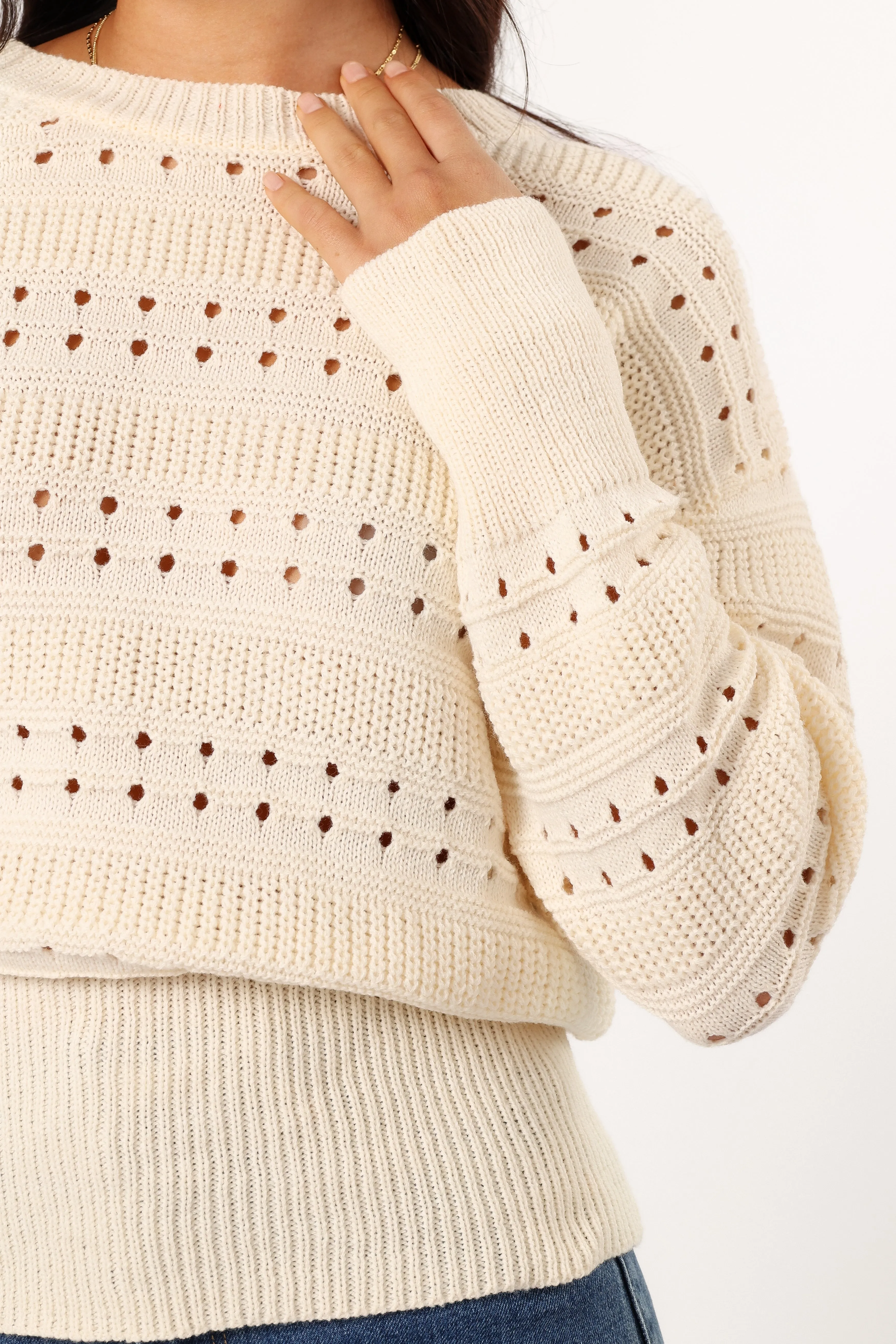 Watton Stripe Knit Sweater - Cream Chill Evening