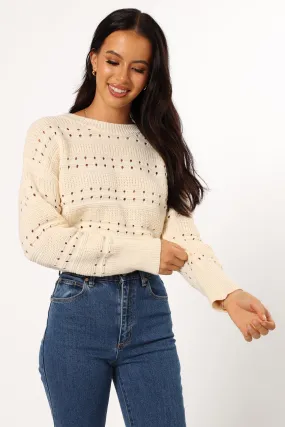Watton Stripe Knit Sweater - Cream NonRestrictive Cut