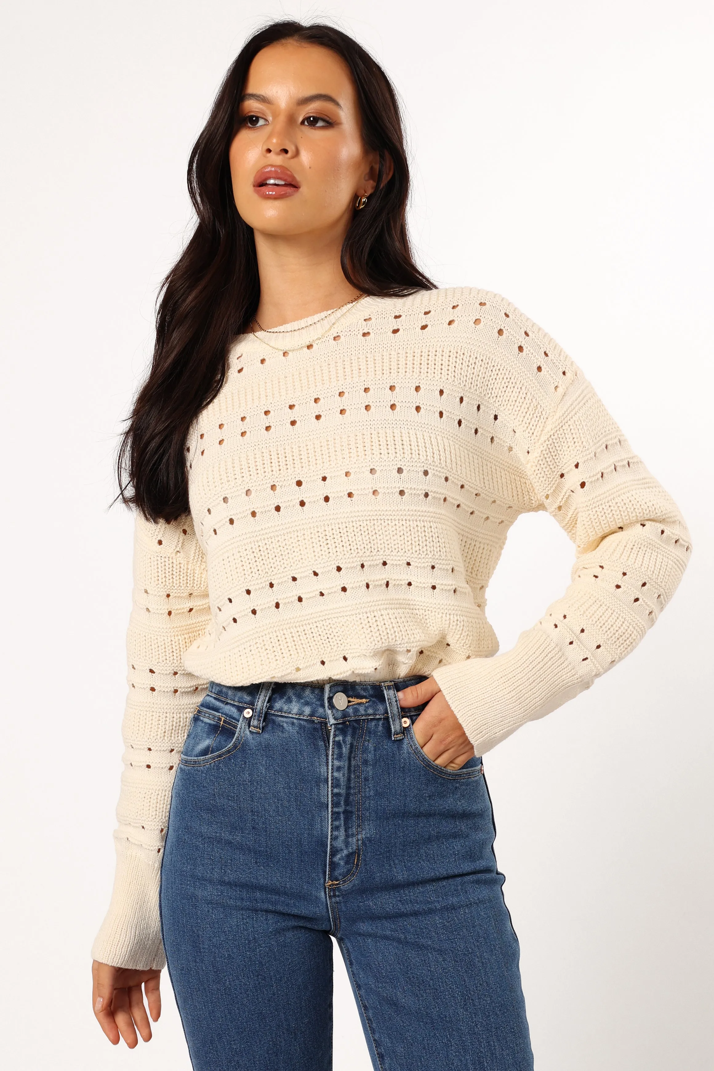Home Layer Watton Stripe Knit Sweater - Cream