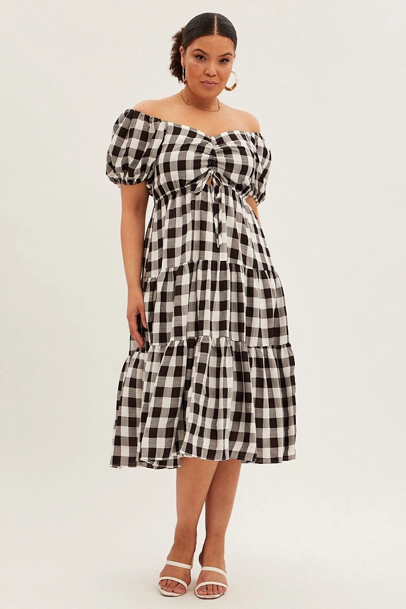 Stripe Midi Dress Short Sleeve Sweetheart Neck Cut Out Fresh Palette Perfect Length