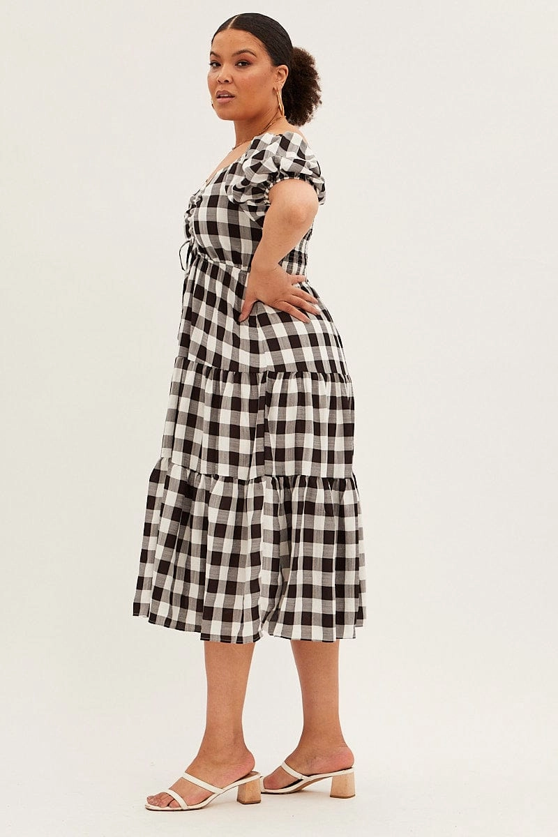 Stripe Midi Dress Short Sleeve Sweetheart Neck Cut Out SoftTouchTexture