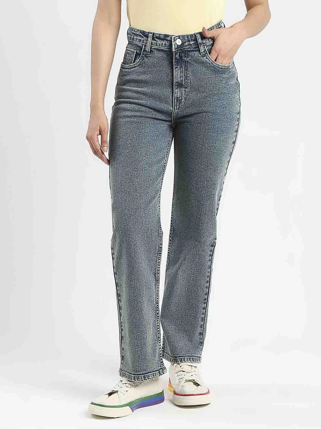 Madame Mid-Wash Tinted Blue Cotton Blend Denim Jeans Comfy Tailoring Season Ready