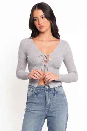 Tamsie Cardigan Top - Light Grey Versatile Casual Look Drop Shoulder
