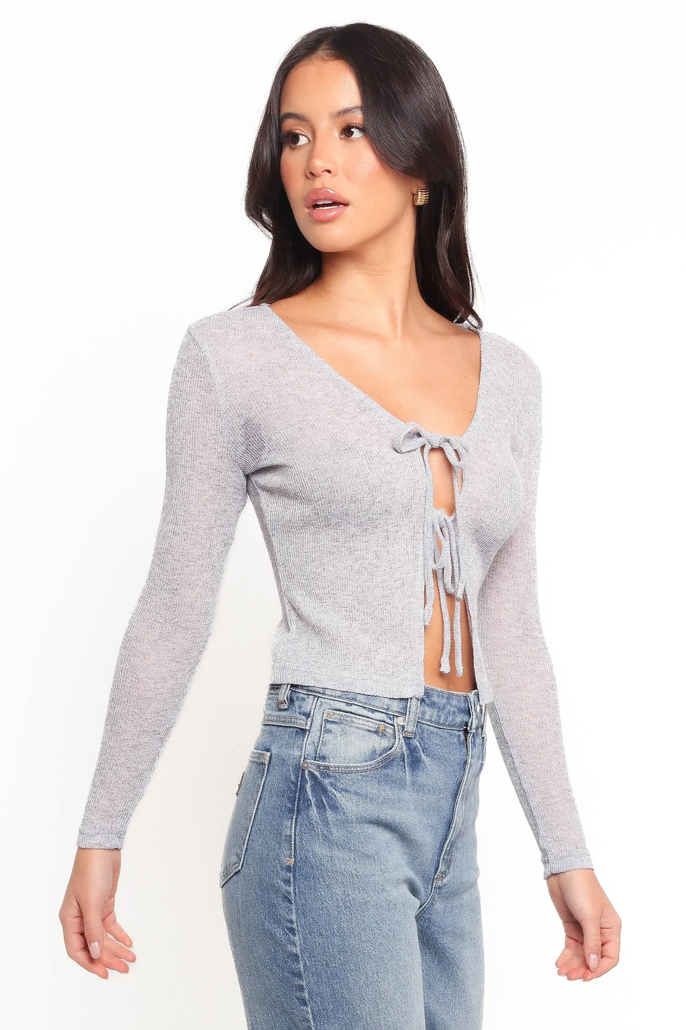 Home Trend Organic Cotton Tamsie Cardigan Top - Light Grey