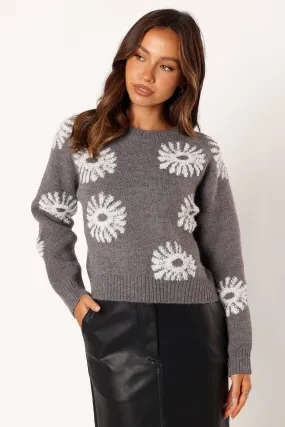 simple design Hypoallergenic Fiber Chandler Knit Sweater - Grey White