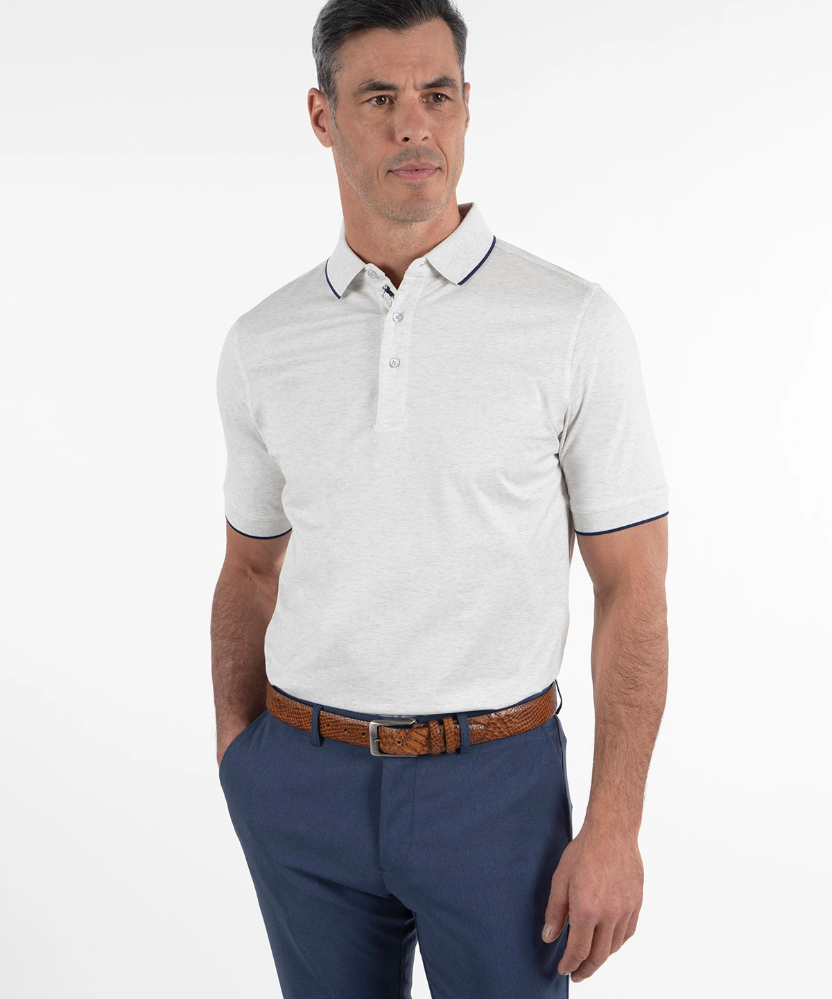 Casual Vibe Micro Perforated Fabric Signature Westhill Solid Mercerized Cotton Polo