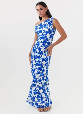 Pyper Off Shoulder Maxi Dress - Blue Floral Simple Mood