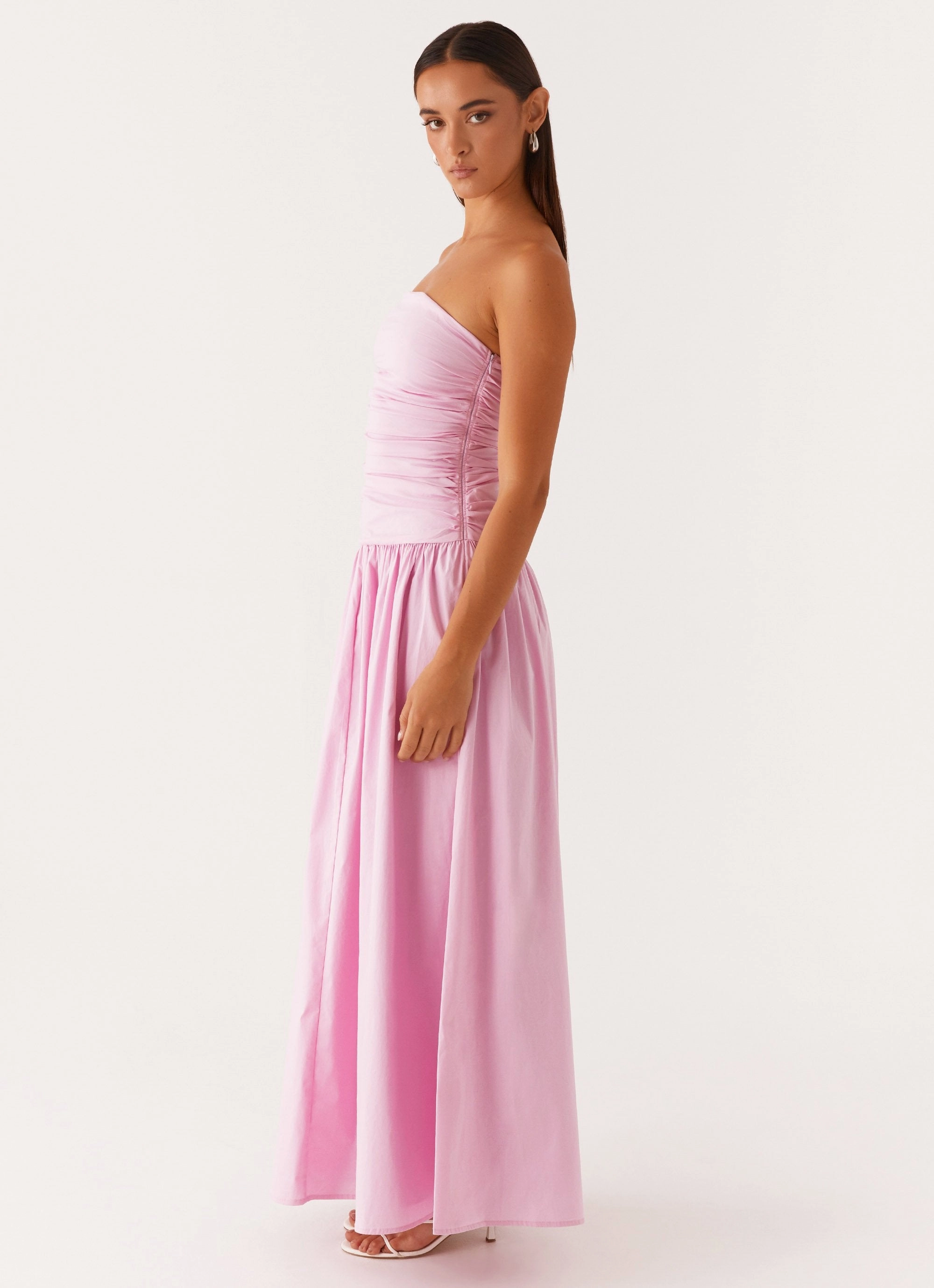 Smart Pairing Elegant Waistband Carmel Maxi Dress - Pink