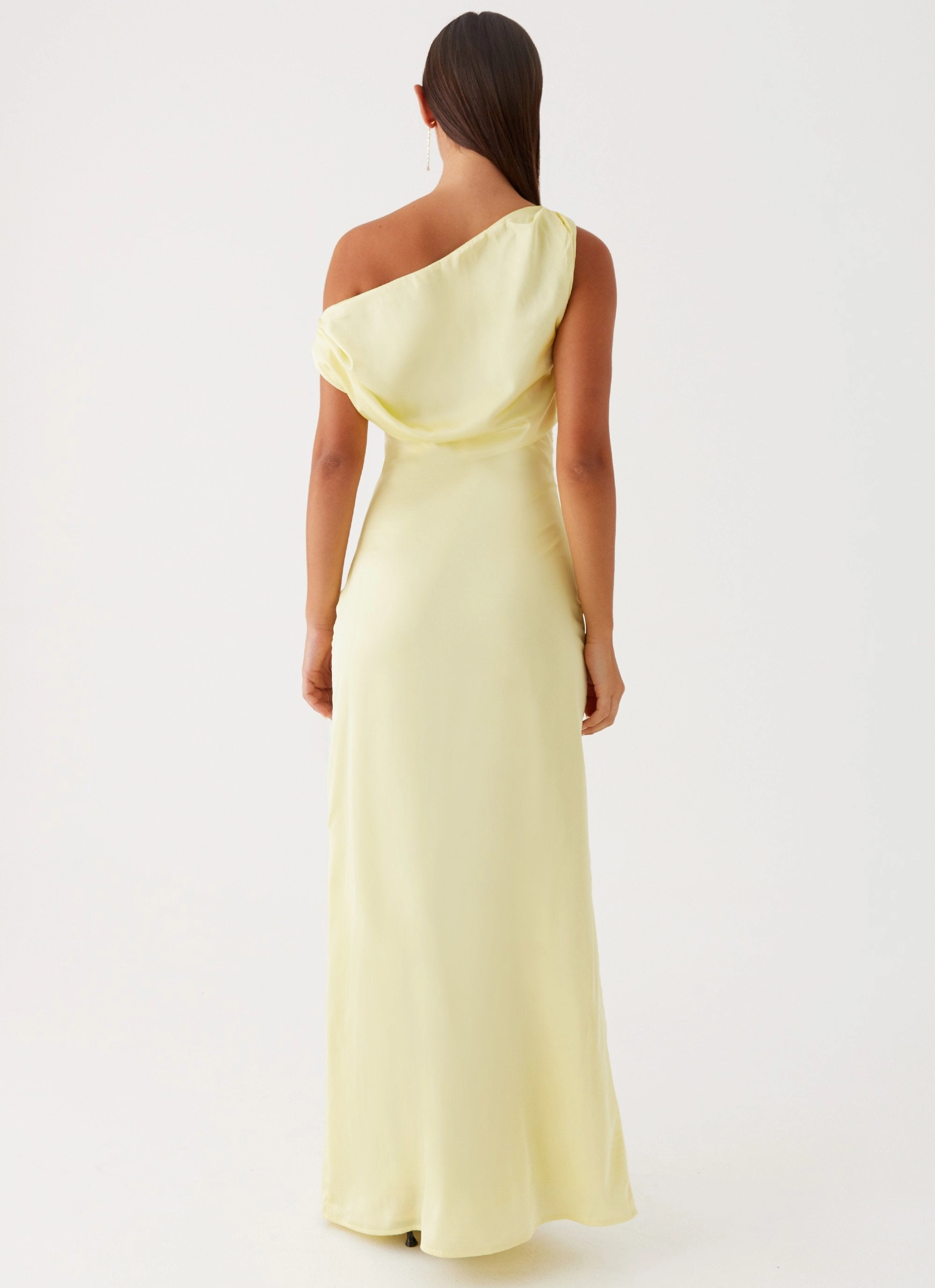 Stylish and Simple soft elegance Heart Of Glass Satin Maxi Dress - Yellow