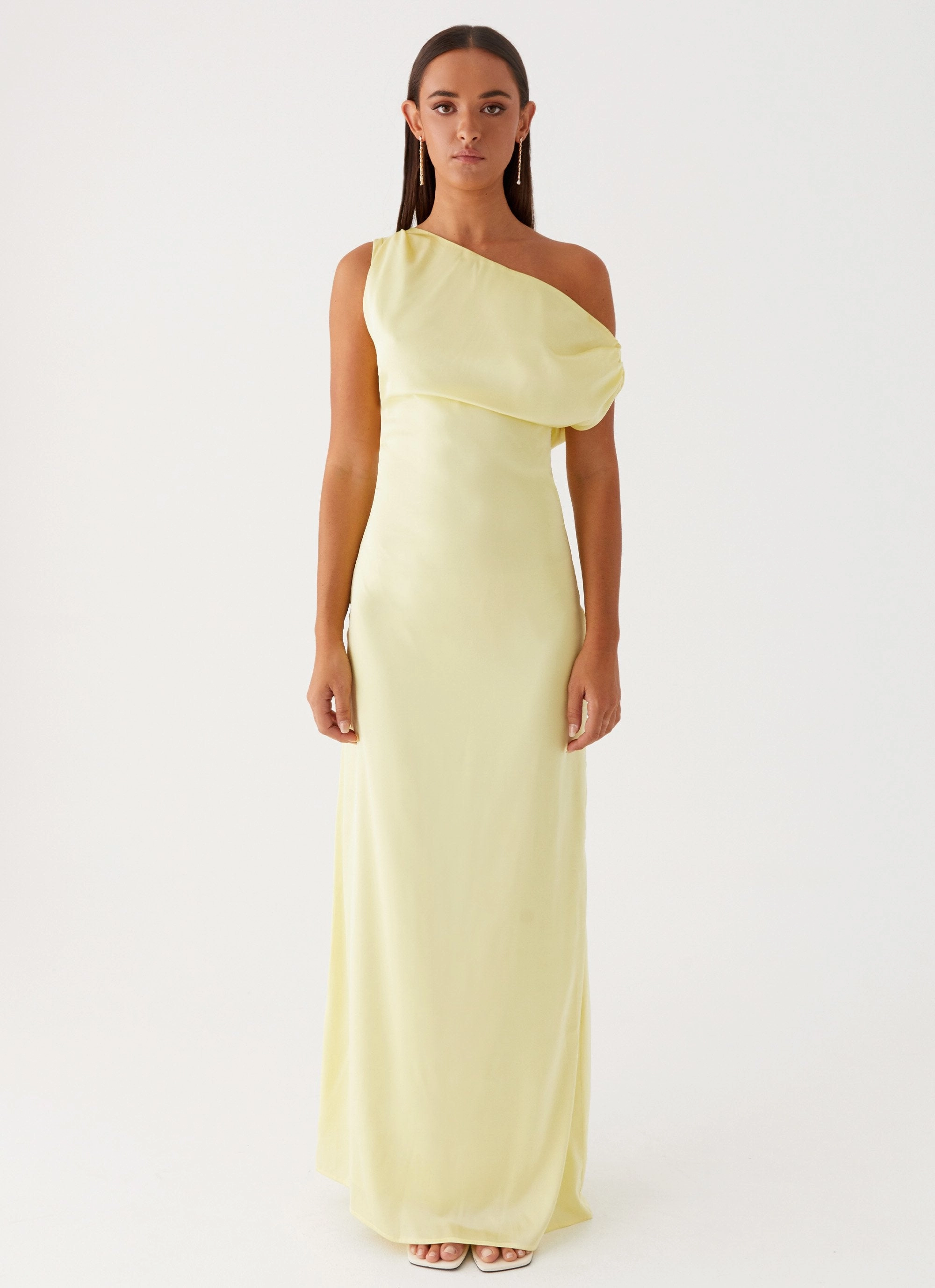 Quick Fit Heart Of Glass Satin Maxi Dress - Yellow