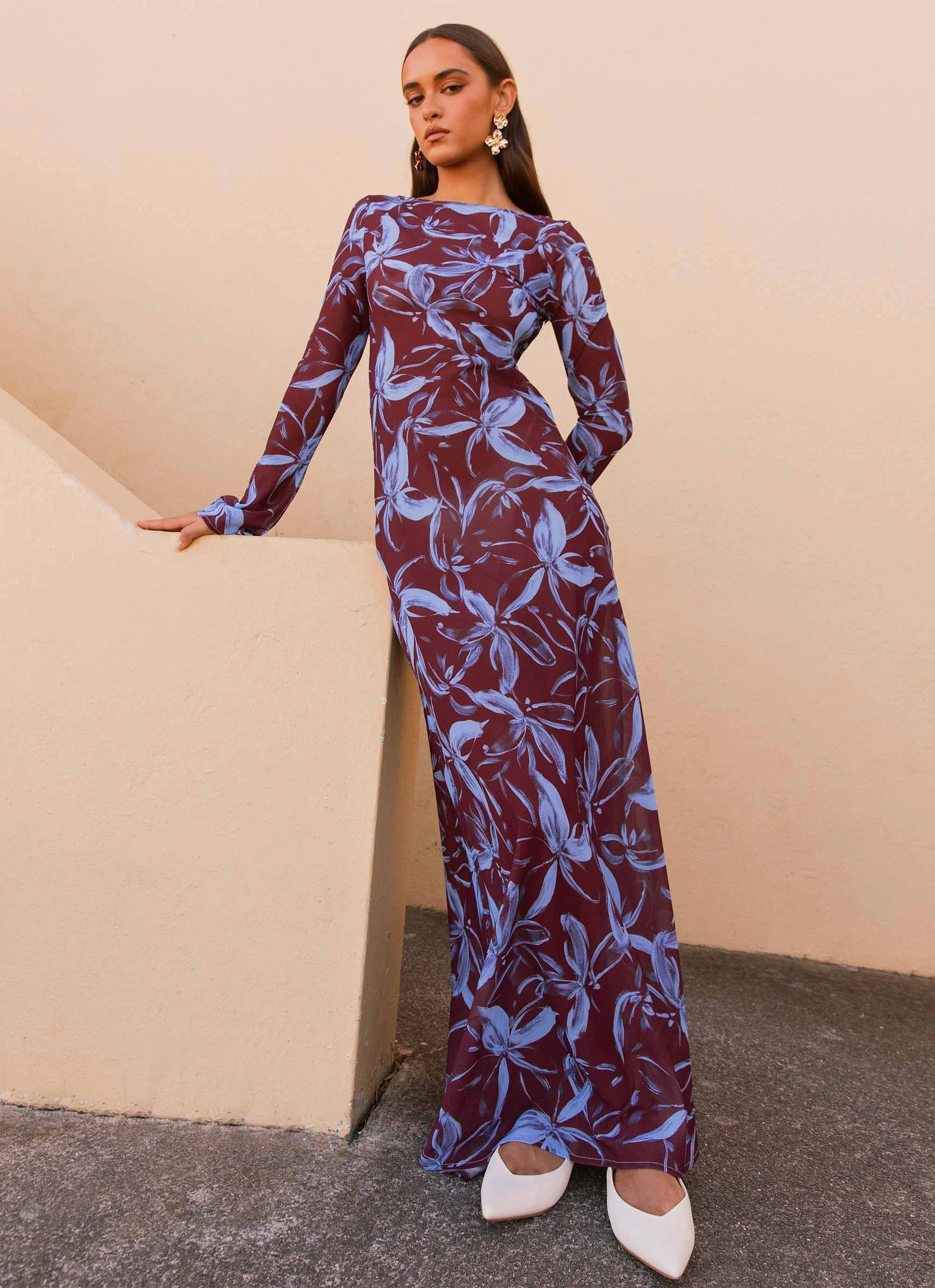 Trendy Appearance Lorde Maxi Dress - Brown Purple Floral