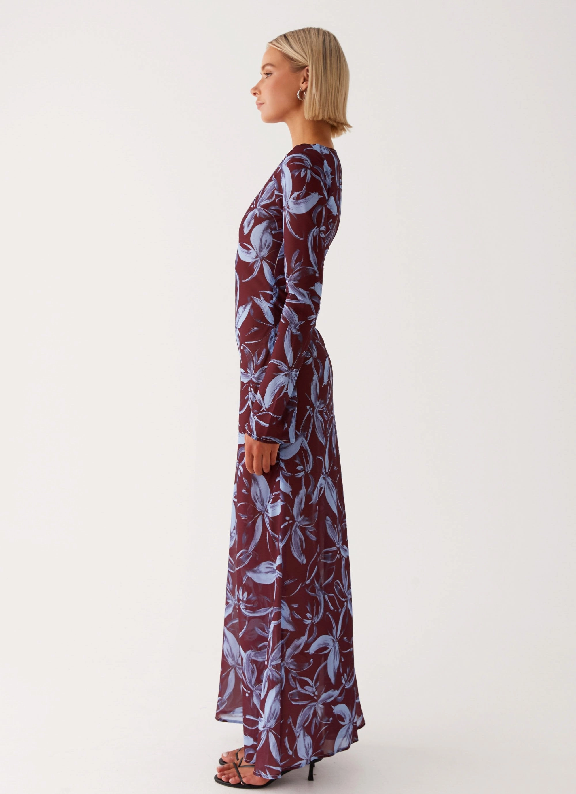 Light Cloud Chic Fit Wear Lorde Maxi Dress - Brown Purple Floral