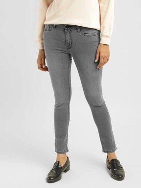 Women's 711 Grey Skinny Fit Mid Rise Jeans Subtle Detail All Time Basic