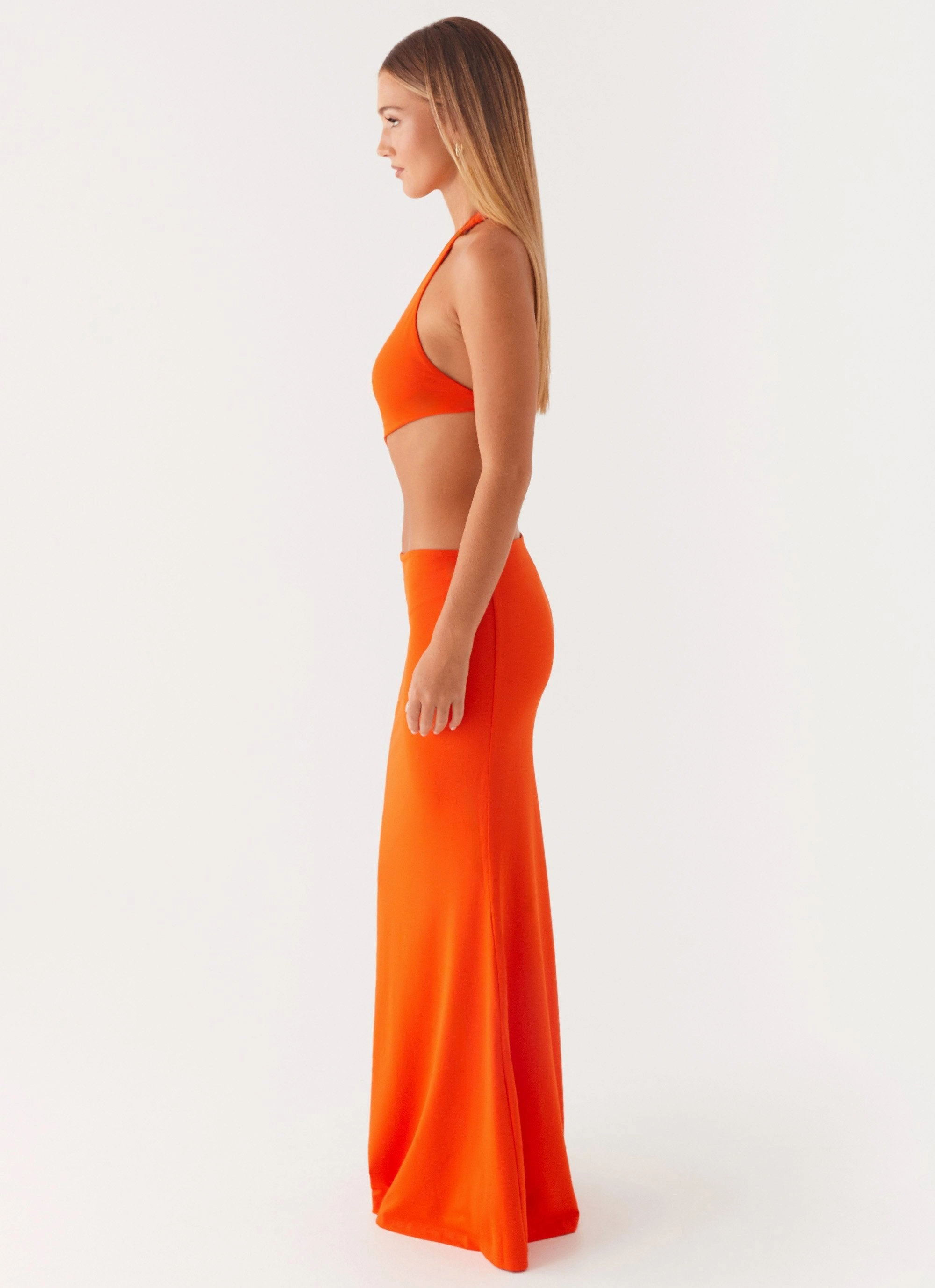 Reasons To Stay Cut Out Maxi Dress - Orange Fitted Neat