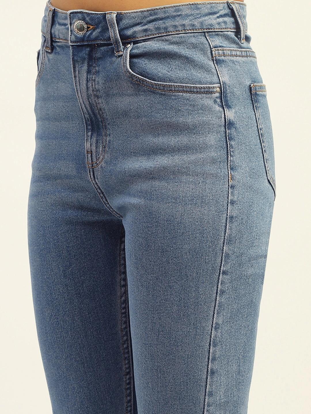 Madame Blue Straight Fit Cotton Denim Date Night Sunny Vibes