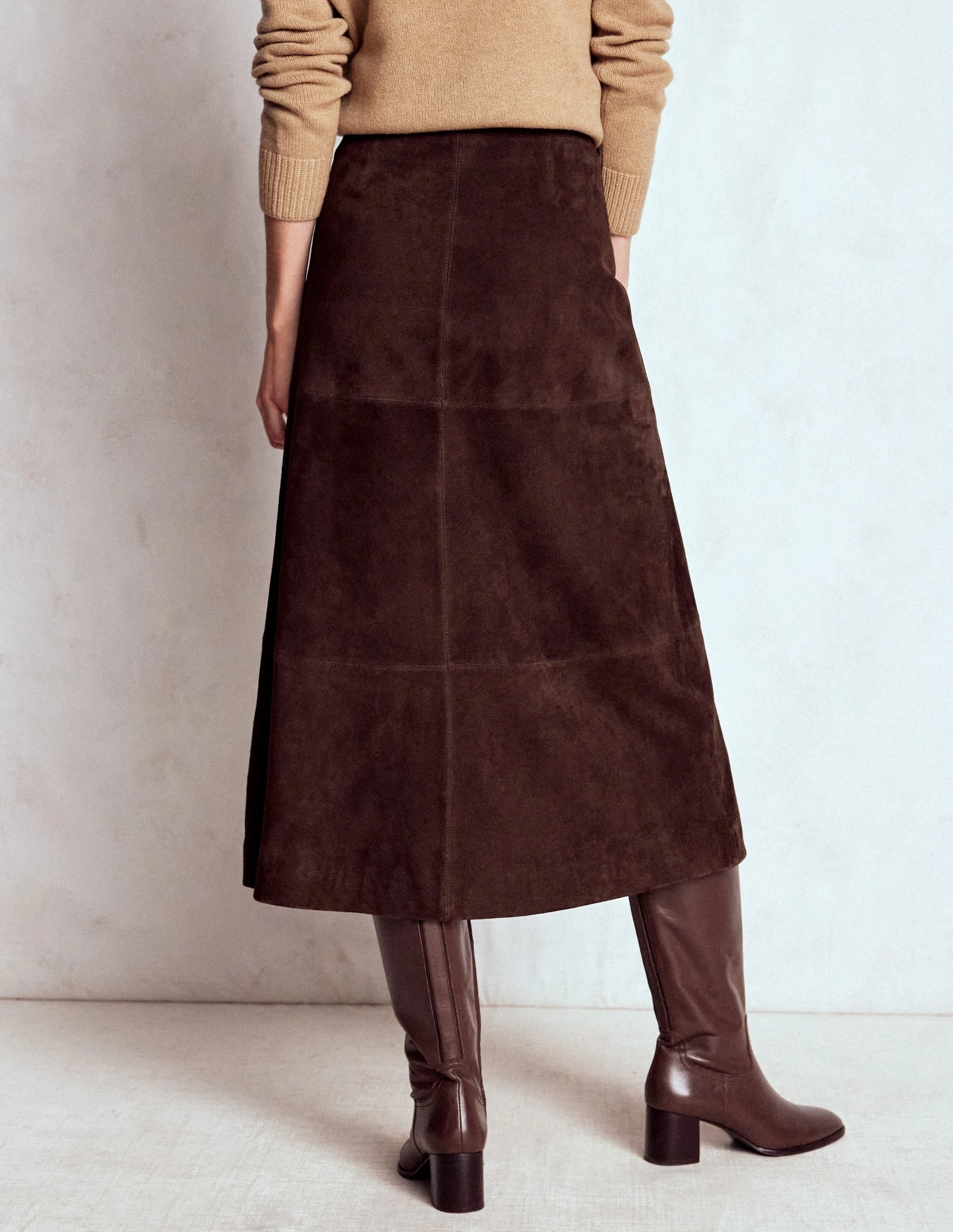 Daily Favorite Suede Midi Skirt-Dark Chocolate