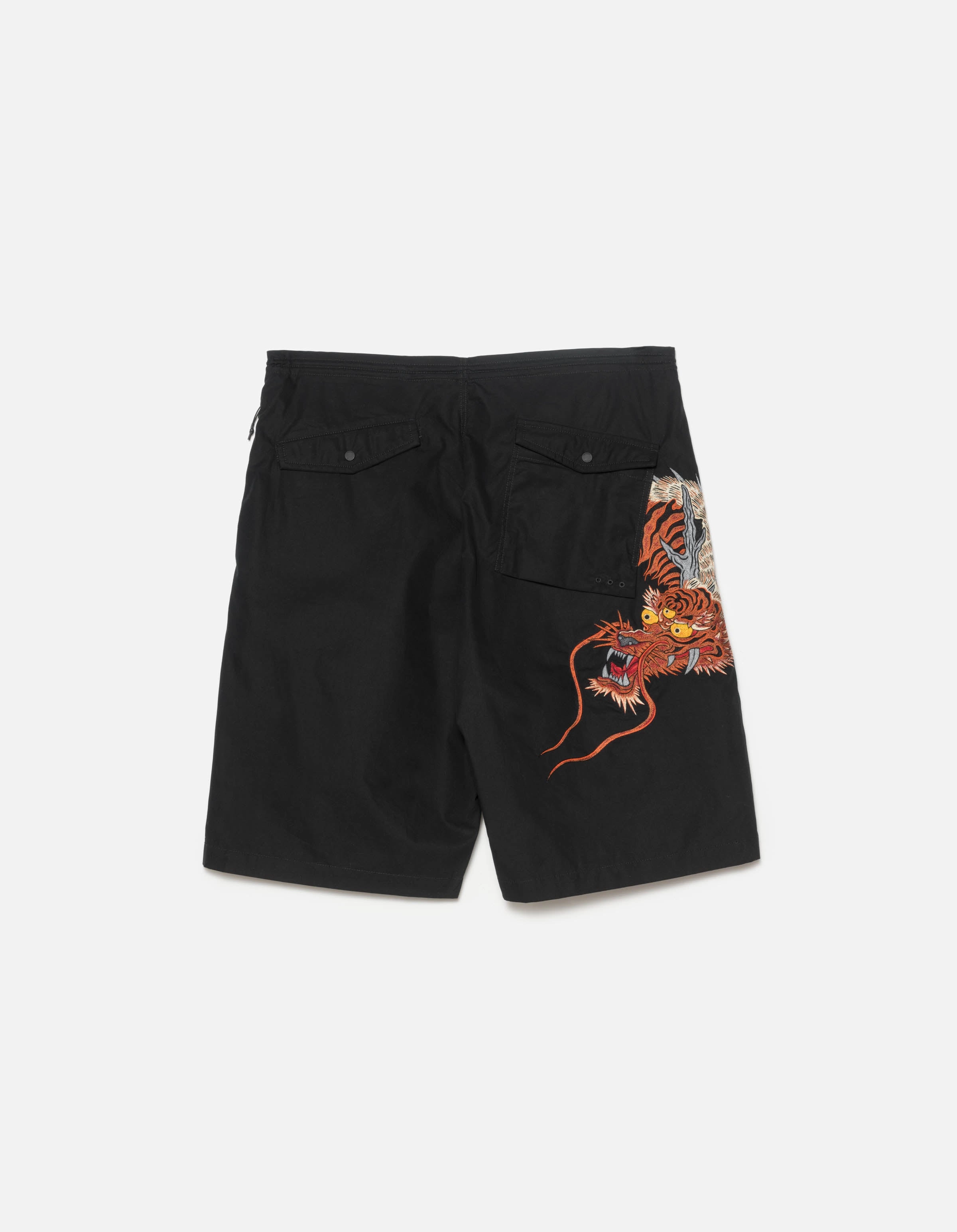 t shirt Retro Style 6094 Tiger Dragon Loose Snoshorts Black